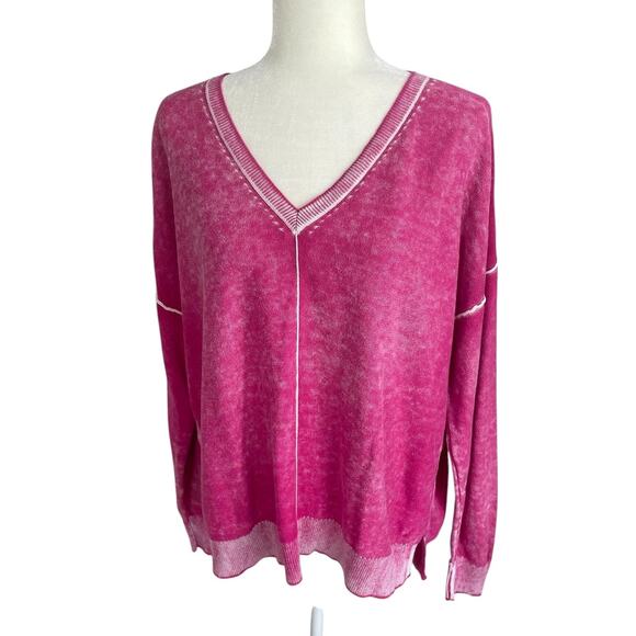 Sundance Samantha V-Neck Cotton Sweater Washed Pink Size Large Boho Chic - Picture 5 of 14